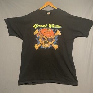 Great White Band Shirt Mens XL Black Mistabone Skull Graphic Fruit of the Loom